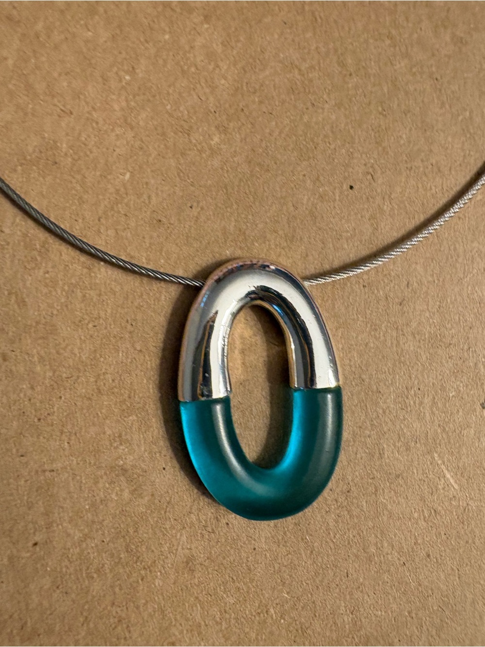Express Silver and Teal Oval Pendant Necklace - Women Jewelry